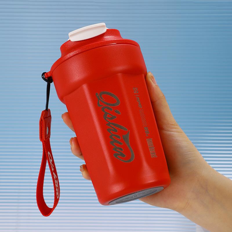 316 stainless steel coffee cup will carry the rope, easy cup, simple outdoor car double-layer thermos cup