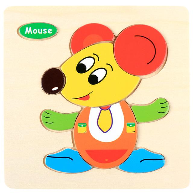 15x15cm Baby Wood Jigsaw Puzzle Board Game Cartoon Animal 3d Puzzle Montessori Educational Learning Wooden Toys for Children