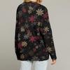 Women's Fashion Long Sleeve Print V-Neck Button Loose Cardigan Top