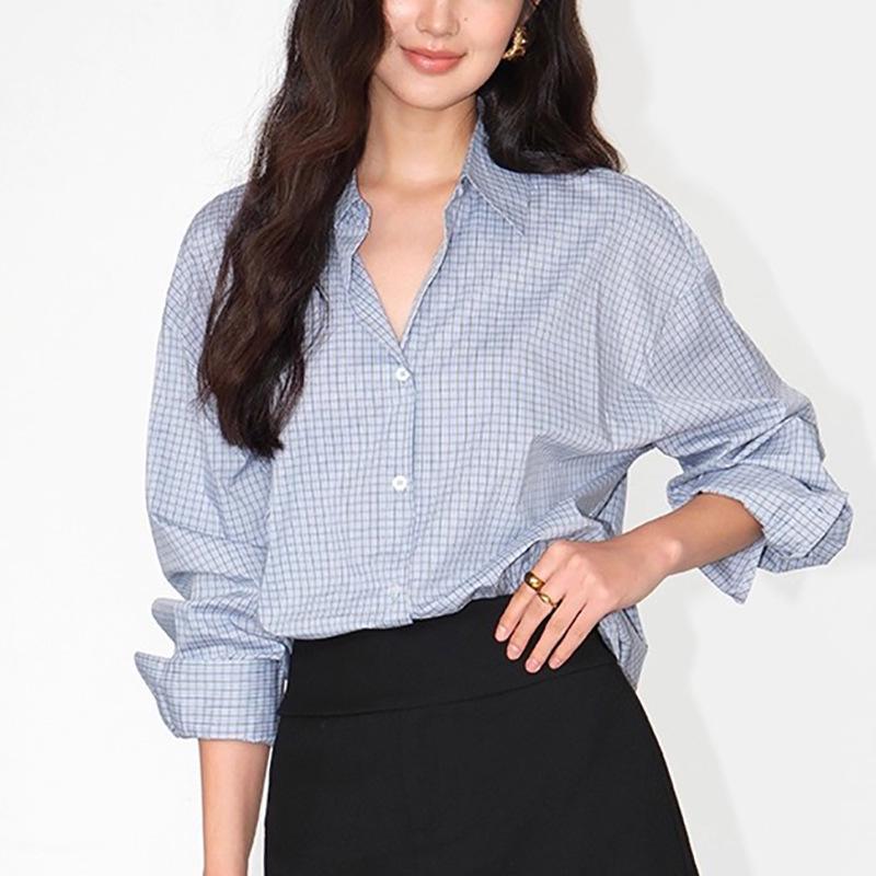 Salt-Toned Striped Long Sleeve Casual Shirt for Women - Spring/Autumn 2026 Extra Large