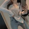 Women's O Neck Long Sleeve T Shirt Solid Slim Fit Tee Top Casual Fall Basic Streetwear