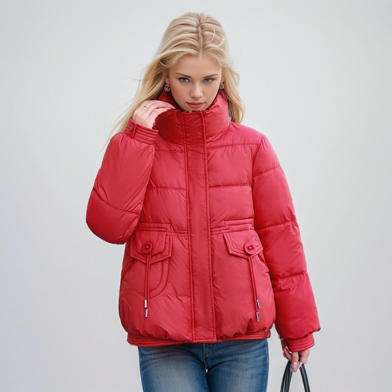 GMXIA Damen Vintage Casual Einfarbig Druck Herbst Winter Langarm Stehkragen Jacken & Mäntel