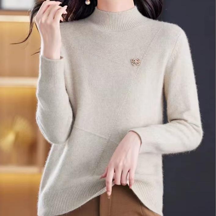 Sweater Women Casual Half Turtleneck Pullover for Women Paired with Loose Knitted Sweater for Warmth In Spring Autumn and Winter