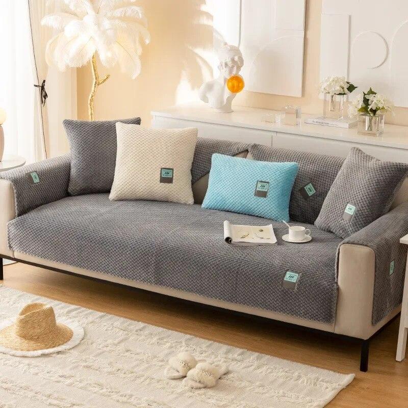 

1/2/3-местные чехлы для диванов для гостиной, домашний декор, чехлы для мебели, скандинавские утолщенные зимние чехлы для диванных подушек, нескользящие L-образные чехлы 70x70cm 1pcs