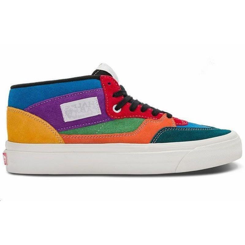 Vans Half Cab 33 DX unisex mid-top leather skate shoes blue orange purple VN0A5KX6448