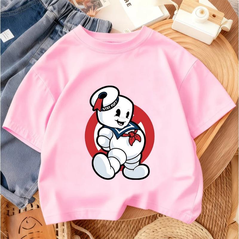 2026 Summer Boys and Girls T-Shirt Ghostbusters Cartoon Casual Street Fashion