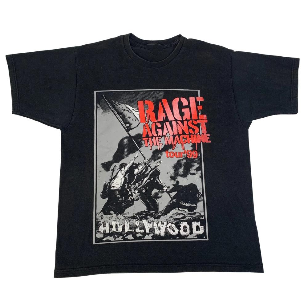 Vtg Rage Against the Machines Hollywood Cotton Black All Size Unisex Shirt BL296
