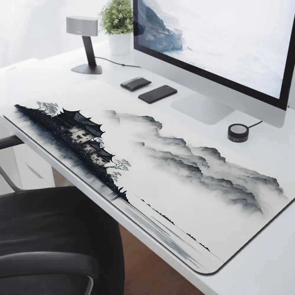 Ink Landscape Painting Desk Mat Gamer Mousepads Large Custom HD Company Mouse Pad X Office Desk Pads Chinese Style Mouse