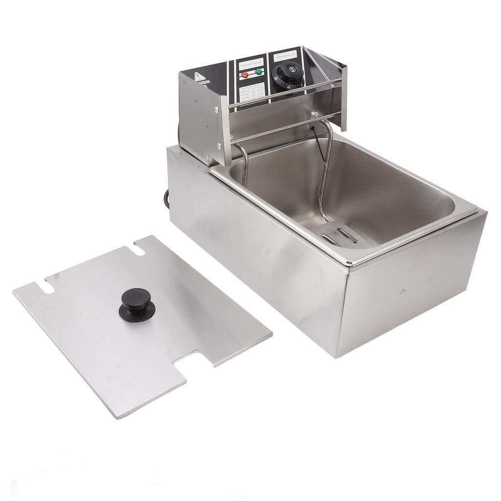 Electric Deep Fryer Stainless Steel Single Cylinder Single Sieve 6L Electric Immersion Deep Fryer