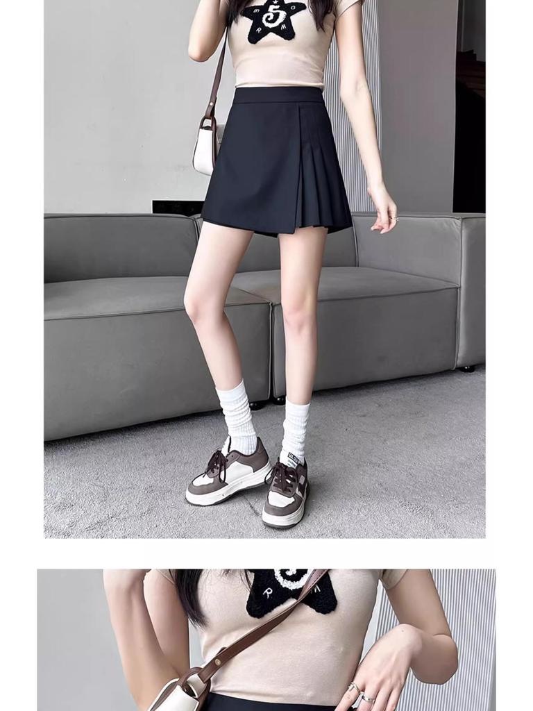 Women's Irregular Pleated High Waist A-Line Midi Skort - Summer 2025 Collection