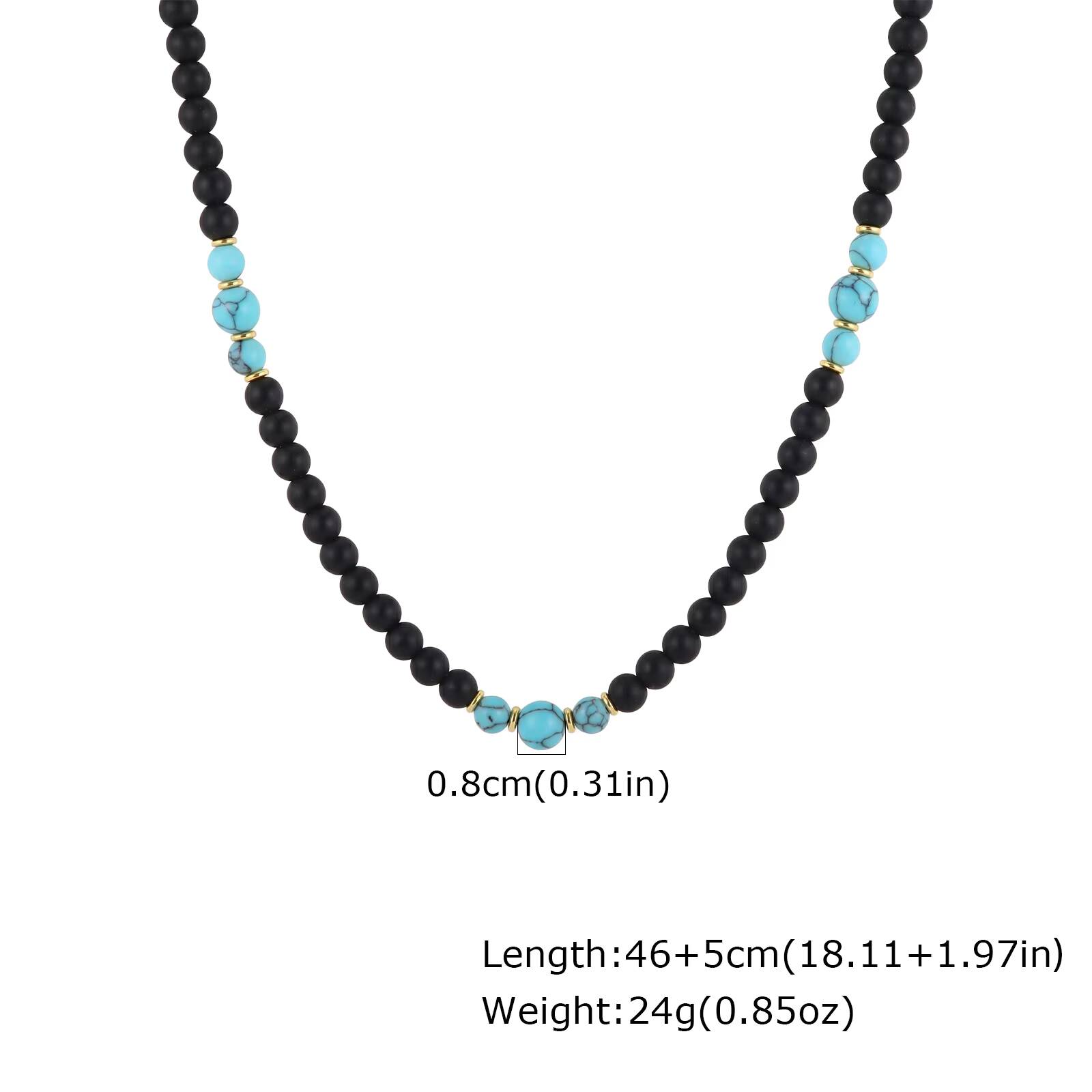 

Vnox Natural Stone Beaded Necklace for Men, Turquoise Tiger Eye Stainless Steel Spacer Beads, Adjustable Beach Swimming Jewelry