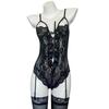 New Sexy Lace Perspective Waist Onesie Cross Strap Hot Temptation Sexy Lingerie Women