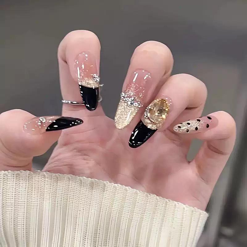 Blush French Cat Eye Princess Bow Nails - Handmade Wearable Nail Art