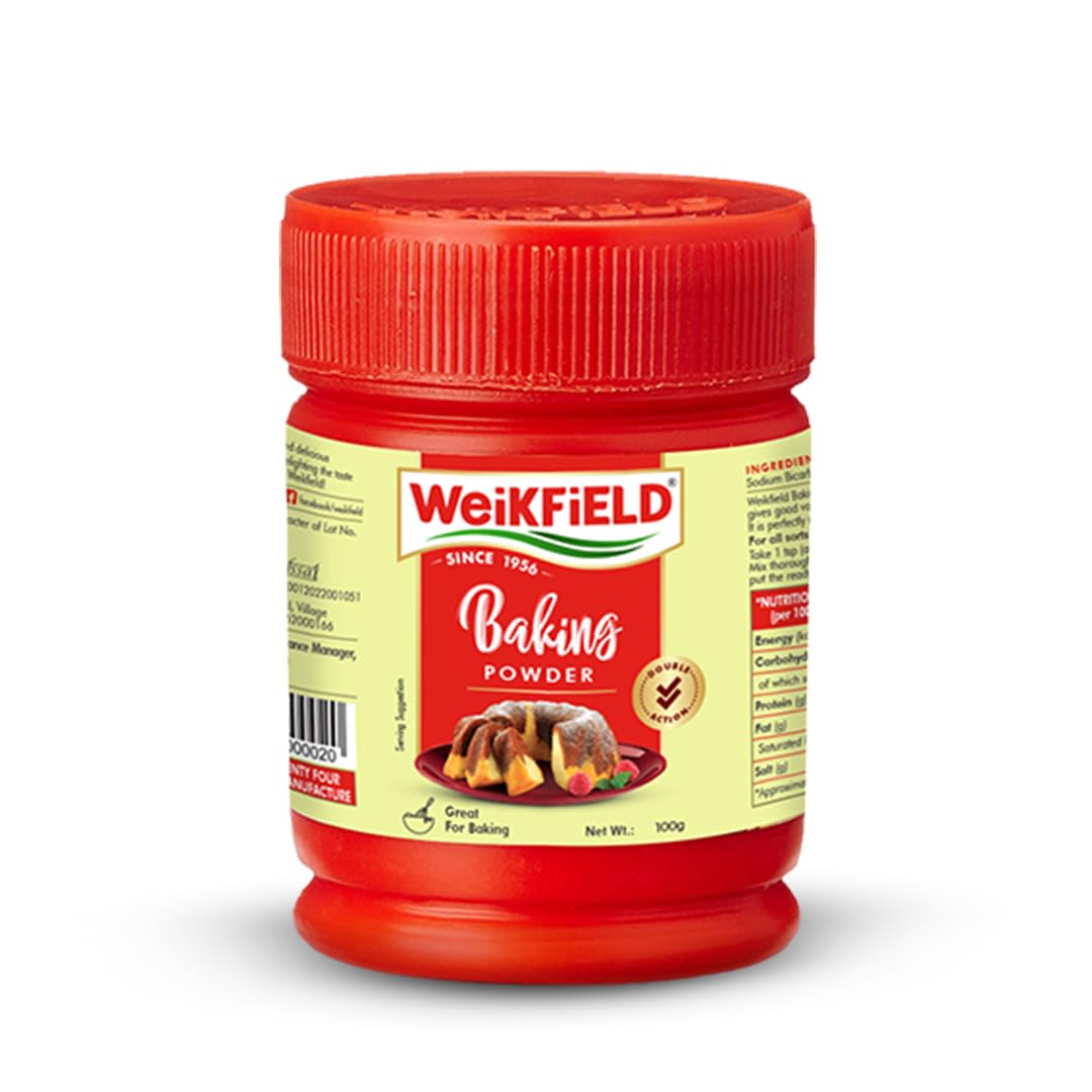 Weikfield Baking Powder | 100% Double Action Baking Powder | Perfect for Fluppy Cakes, Cookies, Muffins & Breads | Perfect for Baking | In Reusable