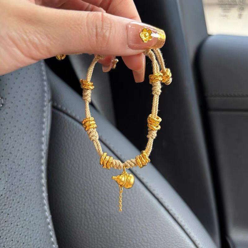 Sand Gold Ancient Tassel Gourd Entanglement Bracelet Women'S New Chinese Style National Tide Wind Lucky Character Gourd Hand Rope