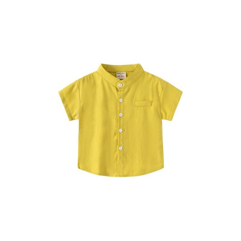 Half Sleeve Summer Boys' Stand Collar Cotton Tops Shirt