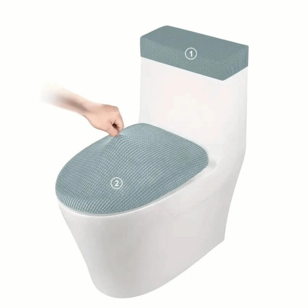 2Pcs/Set Solid Color Toilet Seat Cover Thickened Tank Lid Cover Bathroom Seat Protector