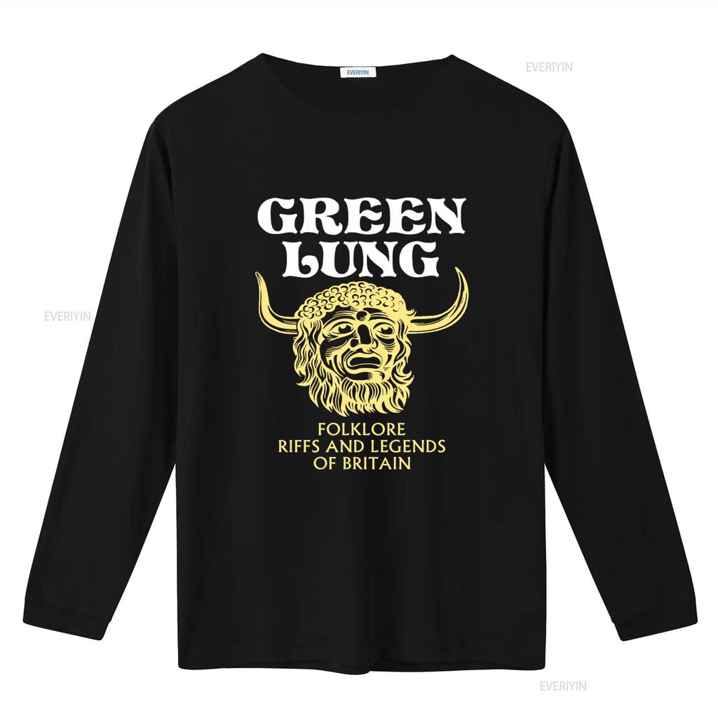 T-shirt Vintage Polmone Verde da Uomo Stampa Riff Folkloristici e Leggende della Gran Bretagna vintage Lavata Unisex Casual Versatile Leggermente