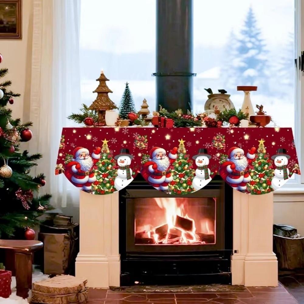 2026 Christmas Fireplace Scarf Snowman Navidad Natal Mantel Scarf Indoor Fireplace Ornament Christmas Decorations