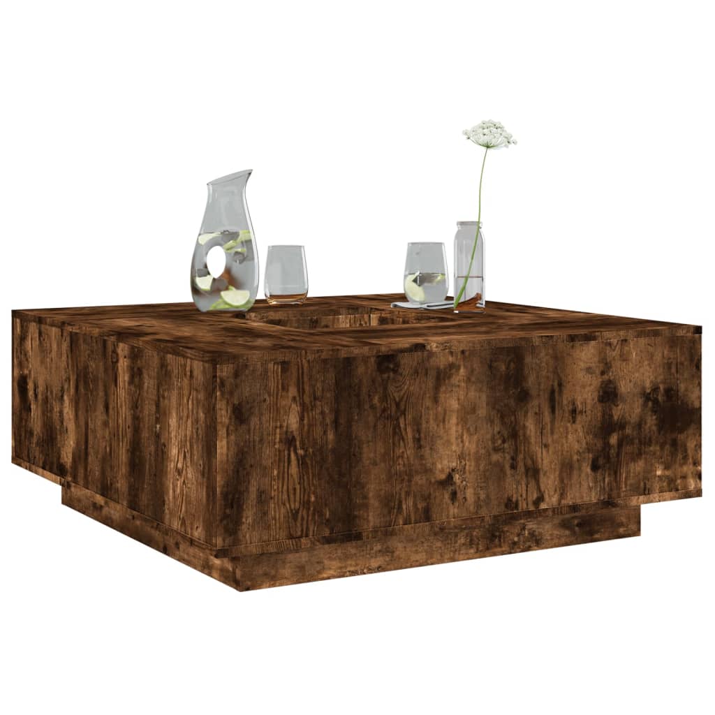 Tavolino Rovere Affumicato 100x100x40 cm Legno Ingegnerizzato