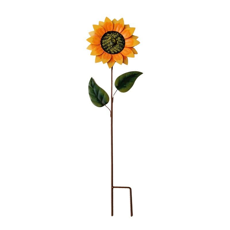 Wrought Iron Sun Flower Plug-in Courtyard Villa Lawn Gardening Landscape Decorative Stakes Vintage Decoration