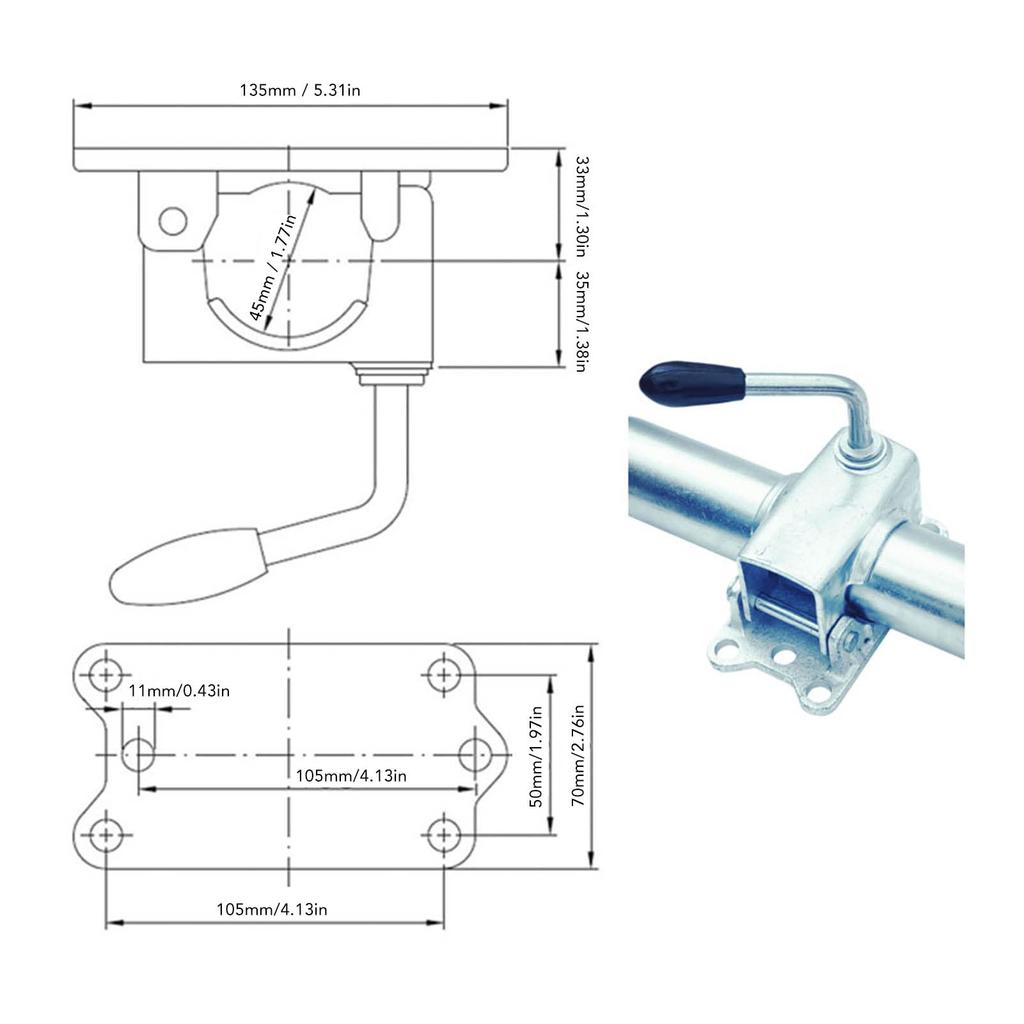 Anhänger Rad Gussklemme Gussklemme Verzinktes Eisen Anhänger Rad Stützständer Wagenheber Geteilte Gussklemme für Rohrdurchmesser 48mm