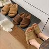 Fashion Designer Women's Lamb Wool Open Toes Slippers Retro Cotton Slides Autumn Winter Fur Shoes 2025 New Fashion Women's Shoes