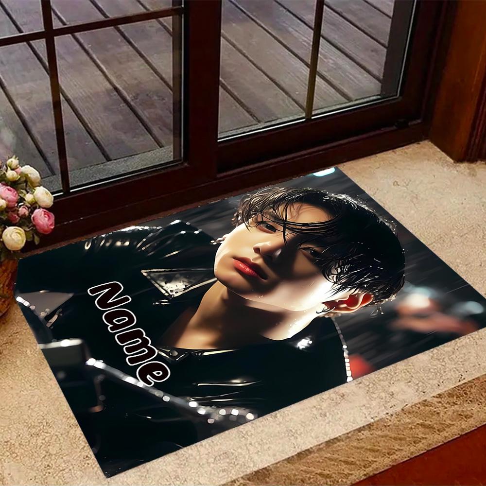 Bold Unique Style Customizable Name Carpet Design for Entryway Kitchen Foyer Decorate room Anti-slip Rug Anime Office Decor Best for Christmas