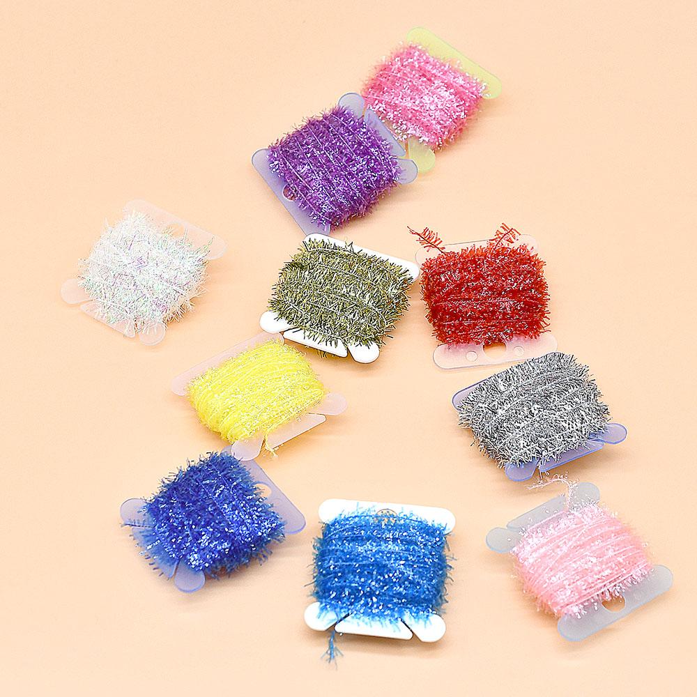 MNFT 10 Colors Fly Fishing Tinsel Chenille Crystal Flash Line Rig Bait Making Assorted Fly Tying Streamer Flies Material