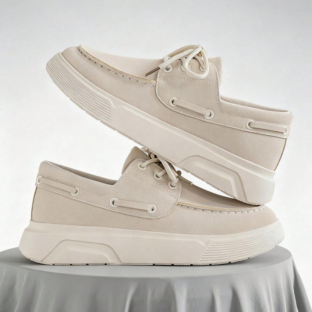 Fashion Leather Casual Men's Shoes Comfortable Wallking Sneakers Lace Up Non Slip Wear Daily Business Preppy Platform Shoes