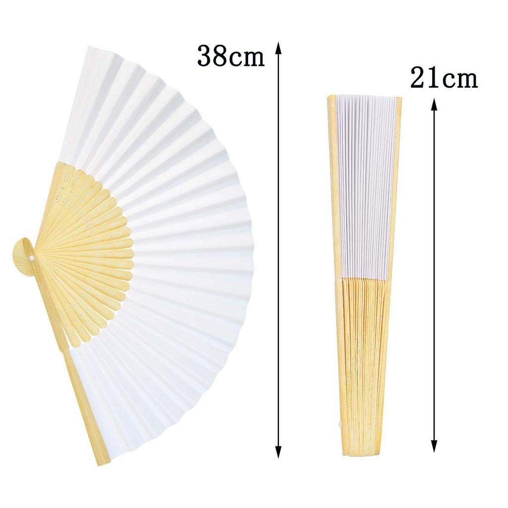Pack of 50 Heliltd Folding Art Summer Heat Dance White Fans, Plain, Fans, DIY, Festivals, Celebrations, Weddings, Protection, Fans,