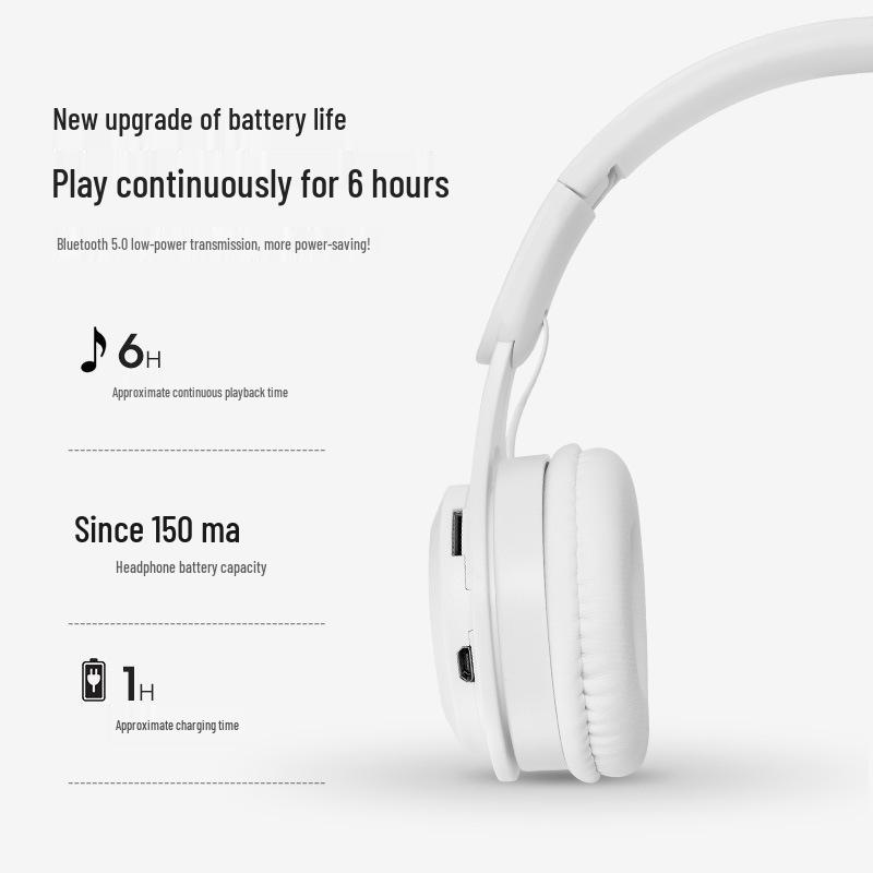 M6 Dual-Ear Foldable Bluetooth Gaming Headphones - Macaron Over-Ear Stereo Headset