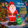 7.87FT Yard Party Decoration Inflatable Santa Claus Gift Bag Toy LED Light Xmas Home Ornaments Supplies Christmas Holiday Gift