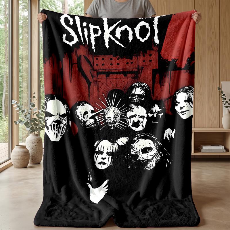 Coperta in Flanella Stampata Slipknot Calda Accogliente Delicata sulla Pelle Plaid per Divano Letto Uso Quotidiano Interno