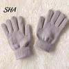 Wind Resistant Acrylic Thermal Gloves Winter for Men Women, Thickened Velvet Lined Mittens, Knit Five Finger High Elasticity Cold Weather with Elastic