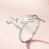 LIKGREAT Simple Reindeer Antler Finger Ring for Women Men Stainless Steel Fashion Elk Deer Jewelry Trend Couple Birthday Gift