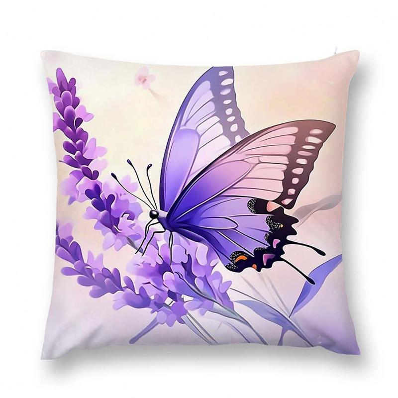 Purple Butterflies and Lavender Patterned Cushions Square polyester pillowcase, modern sofa decorative cushion cover