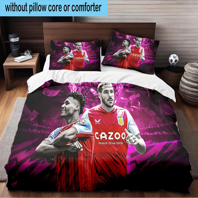 Aston Villa Fc Crest 3PCS Print Bedding Set, Includes A Duvet Cover and Two Pillowcases for Bedroom, Dormitory, Suitable for All Seasons