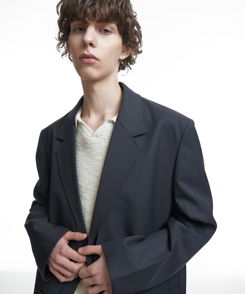 Insilence [Insilence X Kkst] Detachable Wool Blazer Charcoal