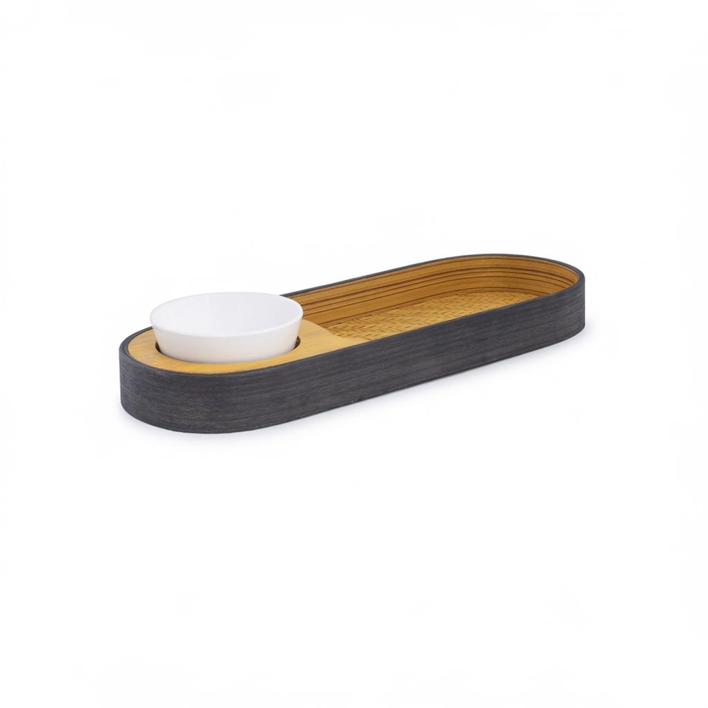 Bamboo Oval Snacks Platter With Bowl