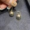 Elegant Glossy Metal Ball Earrings - High-End Copper Dangle with Niche Design