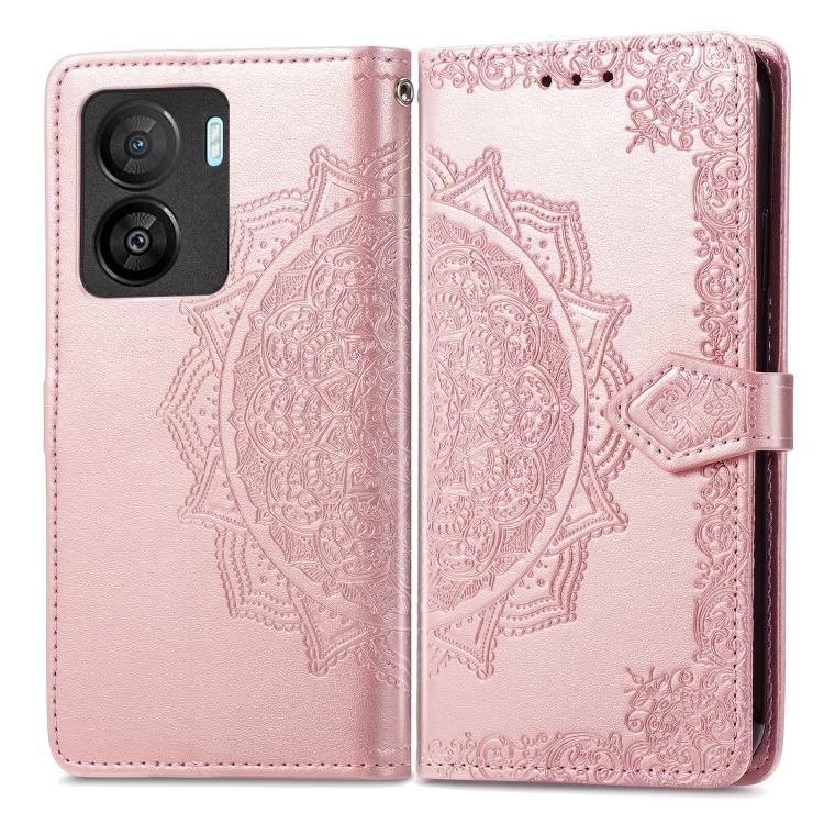 Hot Sale Shockproof Phone Case for vivo IQOO Z7 Mandala Flower Embossed Leather Phone Case For vivo iQOO Z7 розовый