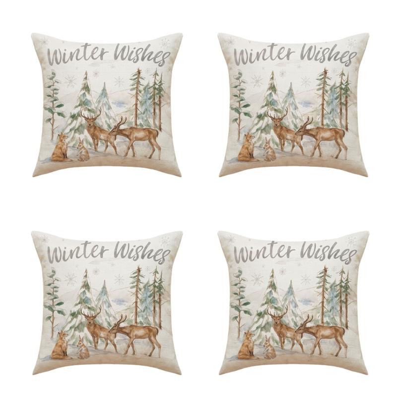 Decorative Animal Antler Cushions Cover 45x45cm Soft Cotton Linen Blend Pillowcase for Sofa Chair