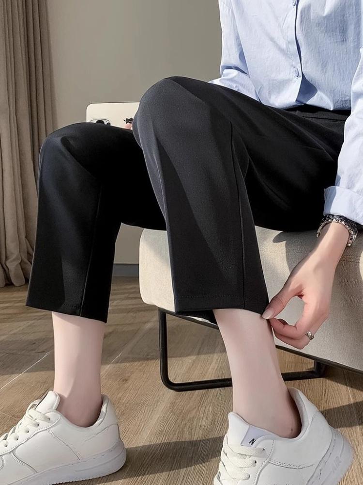 Spring Autumn Black Elegant Suit Haren Pants Women Fashion Elastic High Waist Casual Trousers Woman Korean Style Solid Office Lady Slim Pants