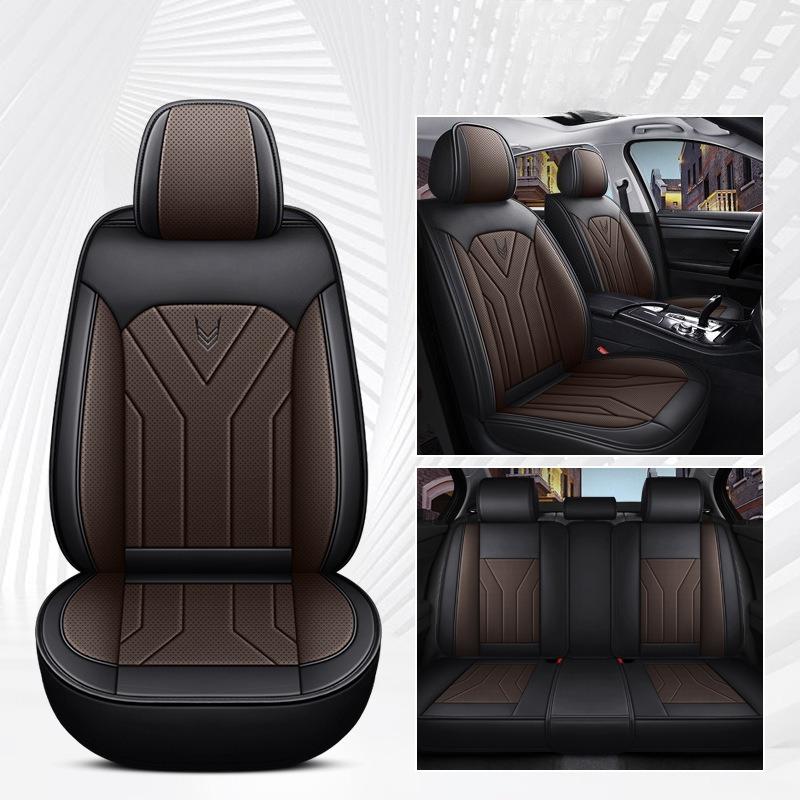 Full 5seats Faux Leather Car Seat Covers | Comfortable Supportive, Universal Fit for Various Models, Sponge Filler, Non-Textile Material