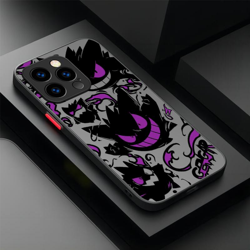 P-Pokemon Gengar Graffiti Case For iPhone 17 Air 15 16E 16 14 13 12 11 Pro Max XR 7 8 Plus SE 2020 Shockproof Matte Hard Cover