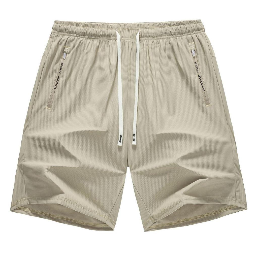 Men Lightweight Drawstring Waist Athletic Shorts with Zipper Pockets Breathable Mesh Fabric Casual Fit