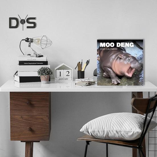 

Настенный календарь с изображением бегемота 2025 года, ежемесячный календарь с изображениями карликового бегемота, подвесной календарь с изображением бегемота, подарок для семьи, друзей, любителей животных B
