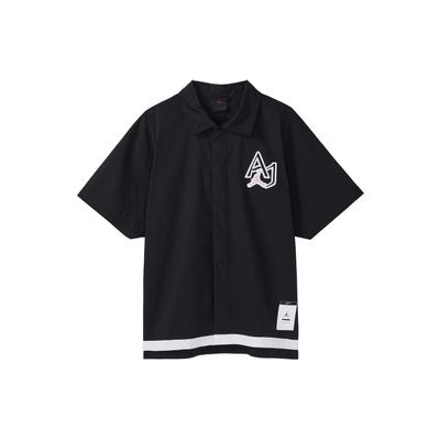 Embroidered Casual Short Sleeve Shirt Men Tops Black DM1417-010