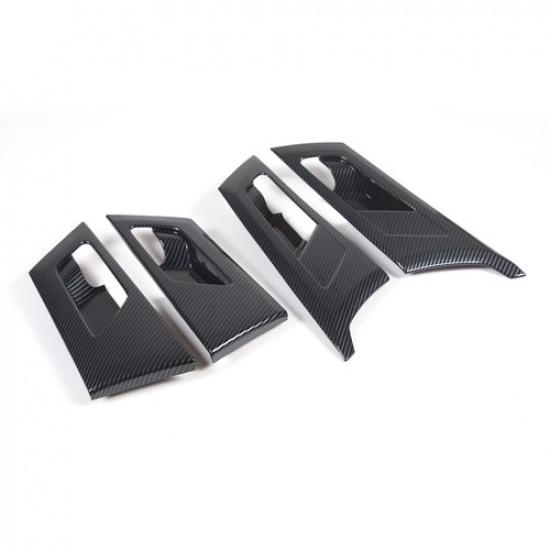 Carbon Fiber Interior Door Handle Bowl Cover Trim For Mitsubishi Outlander